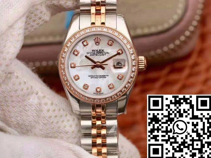 Rolex 28MM Enamel Dial Lady Two Bracelet Datejust Tone 0401